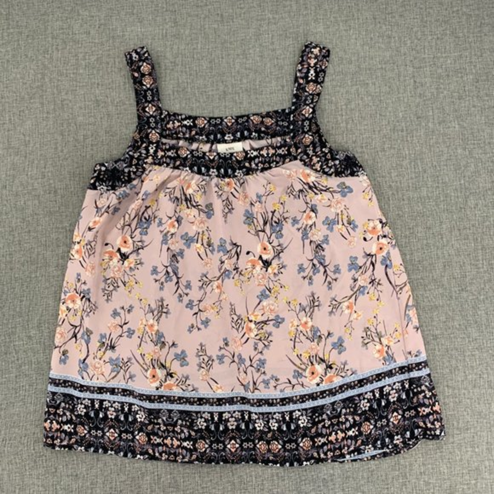 Knox Rose Cute Floral Sleeveless Top Lightweight Semi-Sheer Polyester XS‎ Blue
